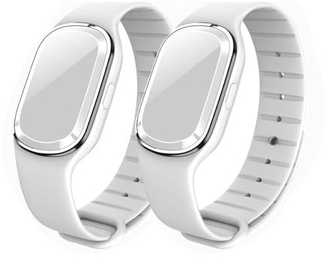 Ultraschall-Armband, Mückenabwehr, Streifen, Ultraschall-Armband, Insektenschutz, elektronische Uhr für Kinder und Erwachsene, Camping, Klettern, Wandern (2, weiß)