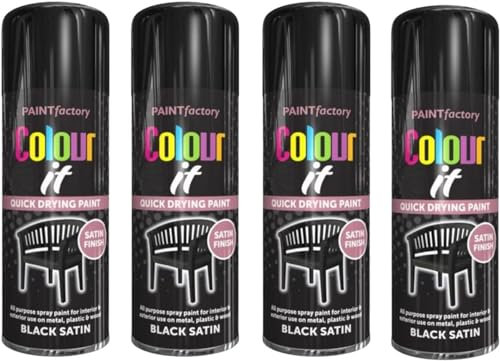 MIXEL Black Colour Satin Spray Paint, Durable And Satin Finish, Non Cracking, Quick Drying, Easy To Use, Interior And Exterior Use On Metal, Plastic, Wood, 250ml