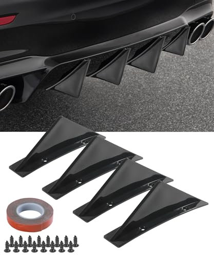 Flaconi 4PCS Aileron Voiture,Tuning Voiture,Aileron de Pare-Chocs,Diffuseur De Spoiler De Pare-Chocs Arrière,Décoration de Protection des Ailerons de Spoiler (Noir)