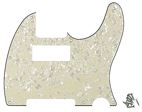 ROZILO Aged Pearl 8-Loch-Tele-Mini-Humbucker-Schlagbrett mit Mini-Humbucker-Tonabnehmerloch für Tele/Telecaster