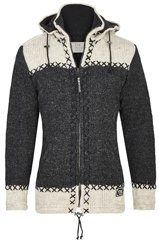 THC Natural Line Schafwollstrickjacke anthrazit weiß 511 | Schafwolle | Strickjacke | Schafwoll-Jacke | Woll-Jacke | Schafwolljacke | Außenjacke