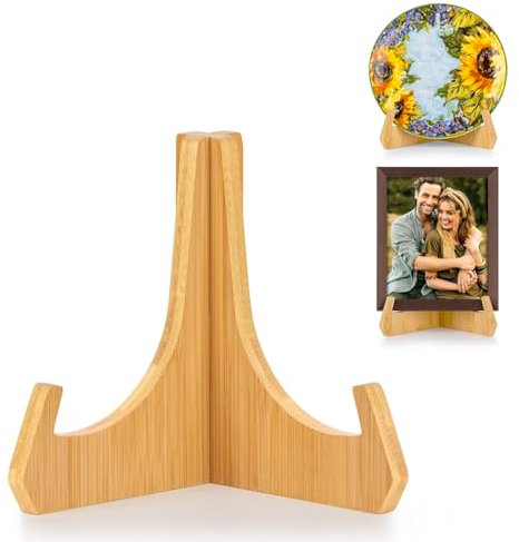 Adornos de Madera Extraíbles Soporte Para Platos de Bambú Caballete de Mesa Decorativos 6 Pulgadas Soporte Para Platos de Bambú Decorativo Soporte Para ExhibicióN de Discos