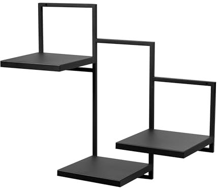 FRAMADO - Wand Pflanzenregal Trio Ripiani - Pflanzenständer 58x22,5x50cm - Farbe Schwarz - Indoor-Display - Wandregal aus Metall - Dekoratives Regal - Wohnaccessoires