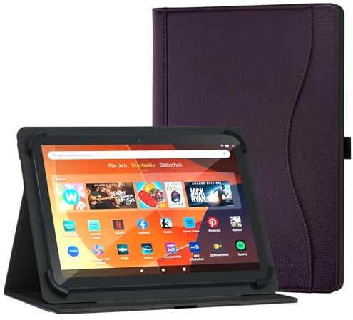 XunyLyee Universal 10.1 inch Tablet Case, 10 11 inch Tablet Case, Multi-Angle Viewing Stand Cover with Pocket for 9.6-11 Inch Android Tablet, Purple