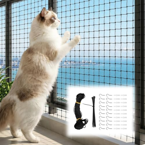 OJTOJT Rete per Gatti per Balcone, Rete Rinforzata con Filo Rinforzato, Rete per Balcone, terrazza, finestre, Porte, 6 x 3 m, 6 x 3 m