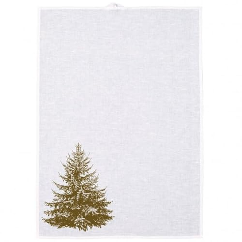 Frohstoff - Geschirrtuch, Küchentuch, Trockentuch - Tanne, Tannenbaum, Fichte - Messing - 50 x 70 cm - 50% Leinen, 50% Baumwolle