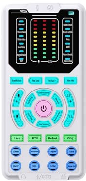 Fockety Stimmenverzerrer für Erwachsene, tragbare Soundkarte mit 15 Stimmmodi, LED Anzeigen für Rauschunterdrückung, Stimmenverzerrer für Männer und Frauen, Telefon, Laptop, Gaming,