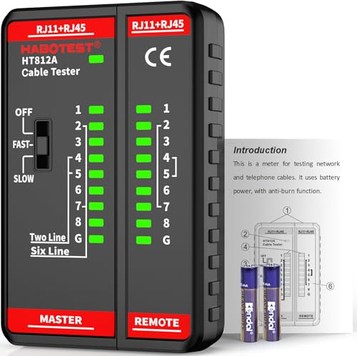 Network Ethernet Cable Tester for RJ11 RJ45 CAT5 CAT5E CAT6 CAT6A CAT7, STP/UTP Cable Checker, Ethernet Wire Tester Tool for Continuity Check, Telephone Line Finder