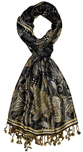 Lorenzo Cana Marken Herrenschal Maenner Schaltuch Naturfaser opulentes Muster in harmonischen Farben mit Fransen 70 cm x 200 cm - 7843811