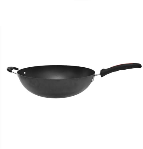 SQ Professional Ultimate Carbon Steel- Non Stick Deep Stir Fry Pan for Induction Gas- Electric - Halogen - Ceramic & Induction Hobs - Frying Pans - Saute Pan - (34cm)