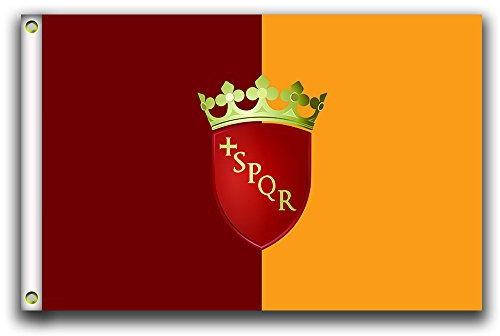 Home King Bandiera Roma 0,9 x 1,5 m, 100% Poliestere, Testa in Tela con Occhielli in Metallo