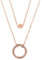 Flongo Damenkette Frauen Anhänger Ketten Halskette Zweireihige Kette mit Rundem Kreis Anhänger Mehrreihige Kette Lagenlook aus Edelstahl in Rosegold
