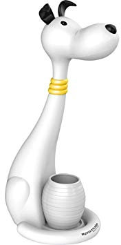 Promate LED-Schreibtischlampe im Hund Goofy Design, multifunktionale LED-Nachtlichtlampe mit Augenschutz, 3 Helligkeitsstufen und Stifthalter für Kinder, weiß