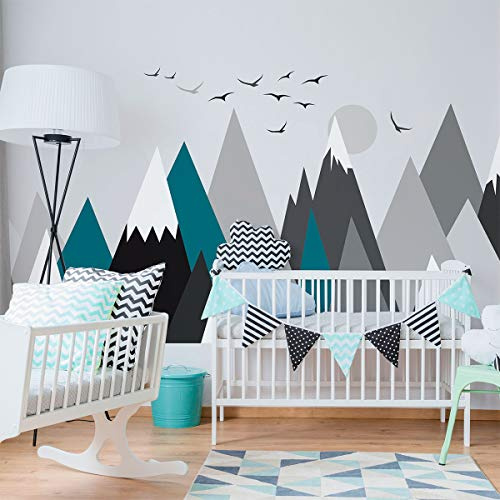 Ambiance Sticker Scandinavian Nordic Annuska Mountains Wandtattoos, DIY-Wohnkultur, abziehbare Aufkleber zum Abziehen und Aufkleben, wasserdichte und selbstklebende Wandkunst - 60 x 115 cm
