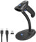 NETUM 2D Barcode Scanner Bluetooth, Wireless QR Code Scanner mit Halterung, 2D Imager mit 2000 mAh Akku, Bildschirm Scannen Unterstützt, NT-1228BL-WS