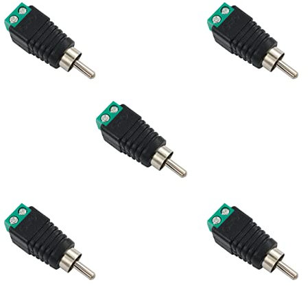 BRIEFCEC 5Stü DC zuf Cinch Stecker Adapter 2 PIN DC Anschluss Lötfreier Cinch SteckerTerminal für Audio, Videokabel, CCTV Kamera, Lautsprecher (Grün)