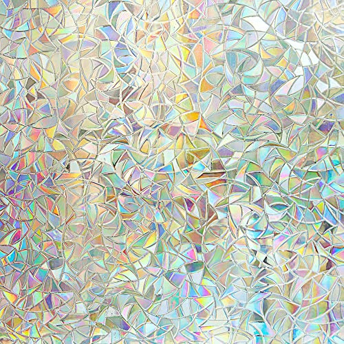 Fensterfolie Selbsthaftend Blickdicht Sichtschutzfolie ohne Kleber Dekofolie Fenster 3D Fensterfolie Sichtschutz Glasfolie Statisch Haftend UV-Schutz (60x200cm)