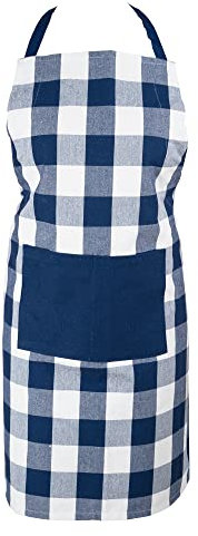 Asquare Delantal de Cocina 65 x 85 cm - Transpirable 100% Algodón, Ajustable Con 2 Bolsillos Grandes - Cooking Apron Para Barbacoa, Hombre y Mujer, Azul