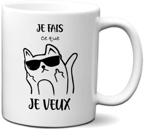 L'Esprit Des Anges Tasse Mug Cadeau Chat Grincheux Grognon Ronchon- Je Fais ce que Je Veux - Rigolo Humour Amusant