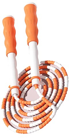 Keenso Segmentiertes Springseil, Verstellbares, Entwirrtes, Perlenbesetztes, Flexibles Springseil aus PP-Kunststoff für Kinder (Orange) Springseile
