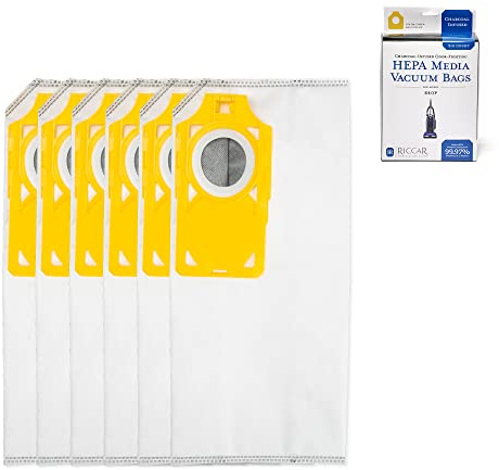 Riccar R40P HEPA Filter Vacuum Cleaner Bags, Charcoal-Infused Tandem Air Yellow, Six Bags Included, RPHC-6