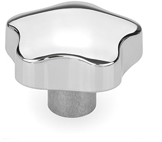 Ganter Normelemente Sterngriff, Griffmutter, GN 5336-70-M16-E-PL, Aluminium poliert, Griff 70mm, Gewinde M16