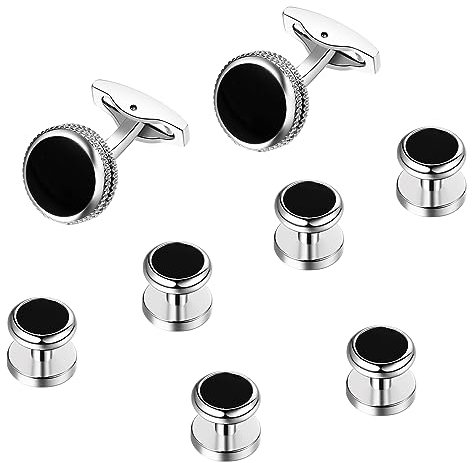 Bulckrew Manschettenknöpfe Herren Rund Klassisch: 4 Paar Modern Hemdknöpfe aus Kupfer Cufflinks als Geschenk für Männer Freund Weihnatchtstag