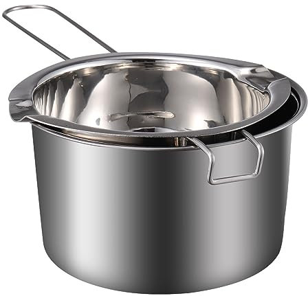 HEMOTON Ensemble De Marmites À Double Bain-Marie En Acier Inoxydable Pot De Fusion D'eau Bouillante Avec Double Bec Verseur Pot De Fusion De Chocolat Pour Bougie Beurre Bonbons Fromage