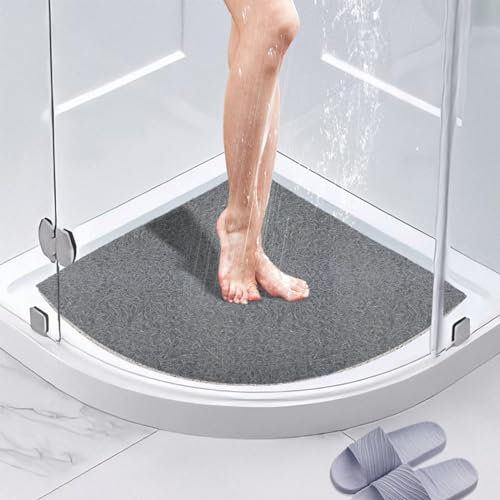 BWBIKE Tapis de Douche d'angle Loofah,Tapis de Bain Antidérapant Anti Moisissure 60 x 60 cm,Tapis de Douche pour Douche Intérieure Extérieure, Tapis de Bain Secteur Lavable pour Sol de Salle de Bain