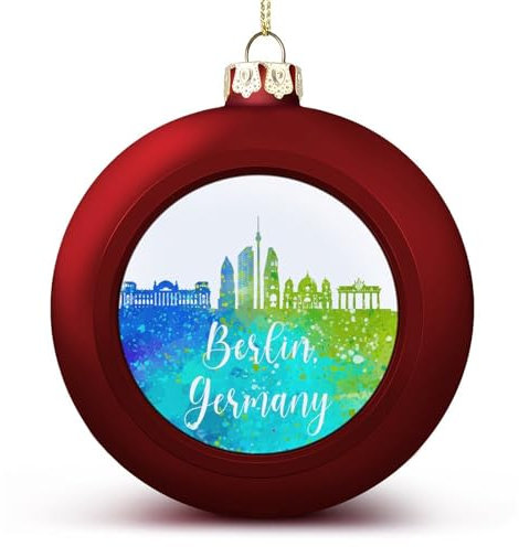 1PCS Weihnachtskugeln Ornamente Deutschland Berlin Stadt Skyline Weihnachtsdekorationen Bunte Städte Landschaft Baum Kugeln für Urlaub Weihnachten Party Dekoration