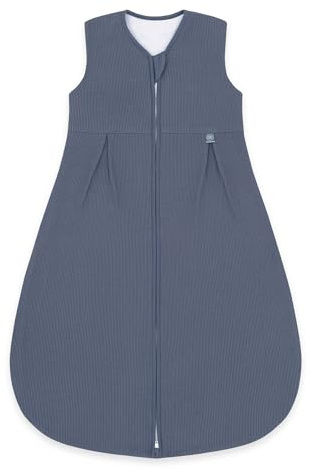 emma & noah Baby Schlafsack 1.0 TOG, Ganzjahres Schlafsack für den Frühling, Sommer und Herbst, 100% Bio-Baumwolle, OEKO-TEX Zertifiziert, Strampelsack für Neugeborene (Essential Blau, 80 cm)