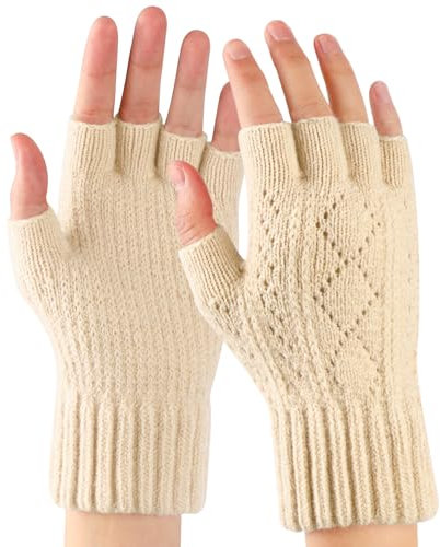 TAGVO Fingerlose Handschuhe für Herren Damen, Gedehnt Atmungsaktiv Strick Warme Winterhandschuhe, Winter Outdoor Weiches Innenvlies Warme Handschuhe für Arbeits Autofahren Radfahren Outdoor Sport