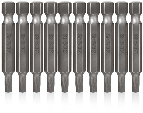 10 Stück Vierkant Schraubendreher Bits 1/4 Zoll S2 Stahl Spezial Bit Set 50mm Lange Hex Schaft Magnetischer Kopf Bits SQ2 Schraubendreher Bitsatz für die Meisten Elektrischen Schraubendreher Bohrer