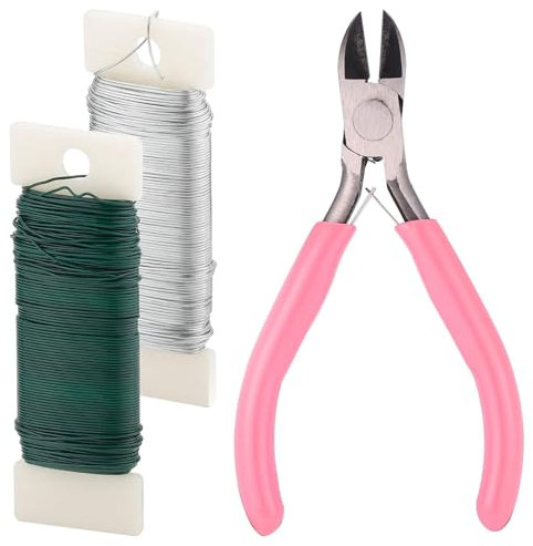 Rybtd Kit de arreglos florales, 3 piezas de suministros para hacer coronas con alambre de pala de 0.7 mm con cortadores de alambre floral, alambre floral para arreglos florales, ramo de flores,