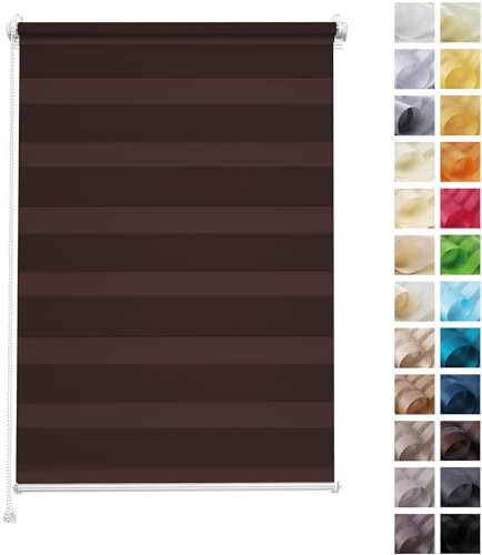 Rettika Doppelrollo ohne Bohren, klemmfix - Schokolade, Breite: 130cm, Höhe 120 - Rollos für Fenster ohne Bohren, Fenster rollos für innen, Duo Rollo