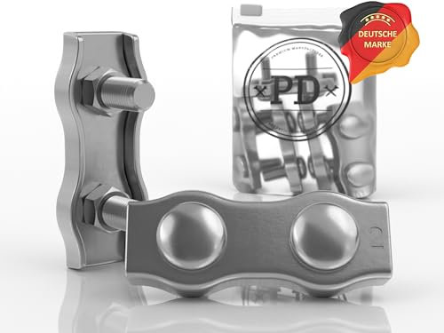 PD® Duplex Drahtseilklemme 4mm Edelstahl A4 | Rostfreie Seilklemmen 4mm | Hochwertige Stahlseil Klemme für 4mm Seil | Drahtseil Klemmen Litzenverbinder | Wire Clamp Duplex Klemme | 10 Stück