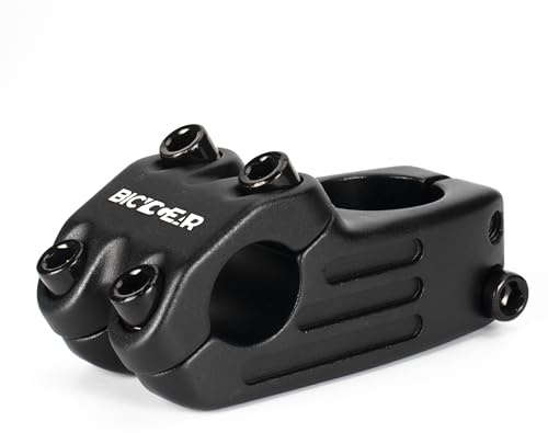 BICYCGEAR 22.2 Bike Stem 48mm 0 Degree Short Stem Aluminum Forged Bicycle Handlebar Stem for E Bike Dirt Bike PitBike, BMX, MTB, Sand Blasted, 7/8 inch