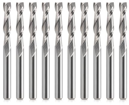 EU_HOZLY 3.175X3.175X17mm Zwei Flöten VHM Micro End Fräser CNC Holz Gravierwerkzeuge Spiral Router Bits Packung mit 10