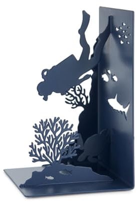 Balvi Serre-Livres Scuba Couleur Bleu Plongeur dans Les Profondeurs de l'océan Métal