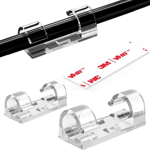 JinRui-T Cable Clips Self Adhesive,40 PCS Finisher Wire Clamp, Small and Large Wire Clips for Cables,Clear Cable Tidy Clips, Cord Organiser for Home Car Office