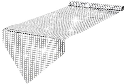 HONMOK Disco Party Tischläufer, 70er 80er Disco Party Dekoration, Glitter Paillette Tischband Silber, Retro Disco Tischdecke, Vintage Tischdeko für 1970er 1980er Thema Mottoparty Tanzparty 30x300cm