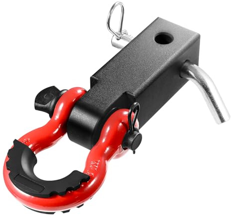 VEVOR Ricevitore per Gancio di Traino, Adatto per Ricevitori 50 mm Resistenza alla Rottura di 14,4 T, Grillo ad Anello a D con Perno Bloccaggio Gancio Traino, Gancio per Carichi Pesanti Recupero