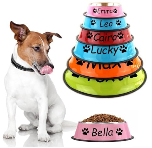 XFZDKJSD Personalized Dog Bowls with Name,Custom Name Dog Cat Stainless Steel Bowl,Personalized Dog Food Bowl,Dog Water Bowl with Name (15cm)