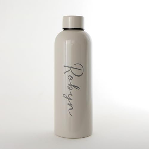 Personalised Engraved Insulated Water Bottle | Stainless Steel Water Bottle | Double Walled Drink Bottle Keeps 12 Hours Hot & 24 Hours Cold 500ML | Vaccum Flask (Glossy Grey)