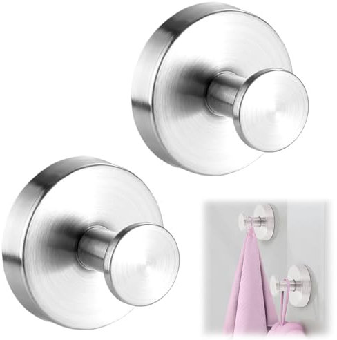 vcsjw 2 Stück Saugnapf Haken Badezimmer,Saugnapfhaken,Saugnäpfe mit Haken,Haken Ohne Bohren,Saughaken Extra Stark,Suction Cup Hooks,für Badezimmer Küche Wand (Silber)