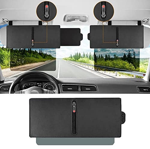 POCHY Sonnenblende Verlängerung, 31 * 15cm Antiblendung Einstellbar Auto Sonnenschutz mit Reißverschluss für Fahrer- und Beifahrersitz für Alle Autos, Lieferwagen und Lastwagen