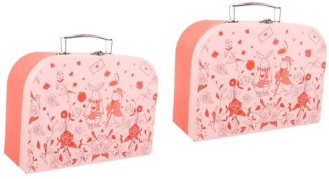 SOLUSTRE 2er-box Koffer Aus Pappe Vitrine Korb Aufbewahrung Von Puppenkleidung Bücherregal Tasche Lagerbehälter Klare Bevorzugungsboxen Dekoration Rosa Eisen