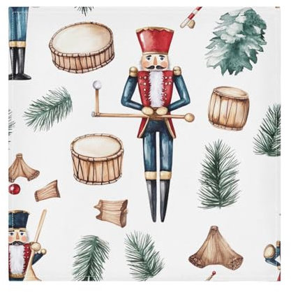 SKYSHU Christmas Nutcracker Cloth Napkins Set of 1, Reusable Washable Oversized Table Napkins for Family Wedding Dinner Party Home Decor, 20 Inch
