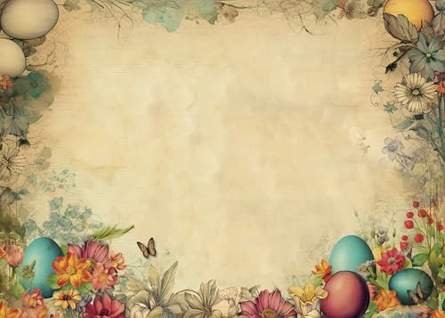 Tischset Ostern Nostalgie | Tischsetblock, abreißbar, 50 Blatt | Einweg-Tischunterlage aus Papier | Tischset DIN A3 (42 x 30 cm) eckig | hochwertige Bedruckte Tischsets | Naturpapier
