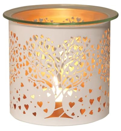 Aroma White & Gold Heart Tree Jar Sleeve & Wax Melt Warmer